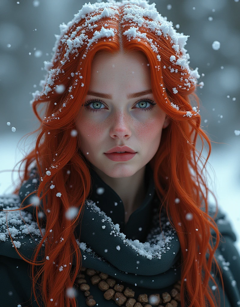 Triss merigold her hair is covered in snow