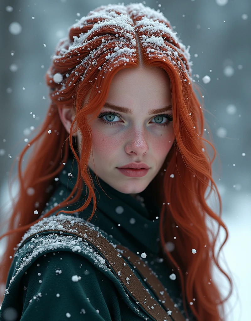 Triss merigold her hair is covered in snow