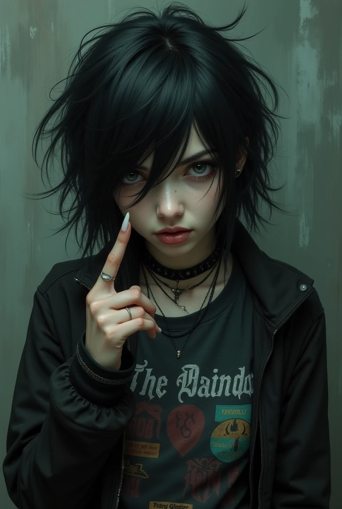 One woman 25 years emo (showing finger Digitus medius manus)