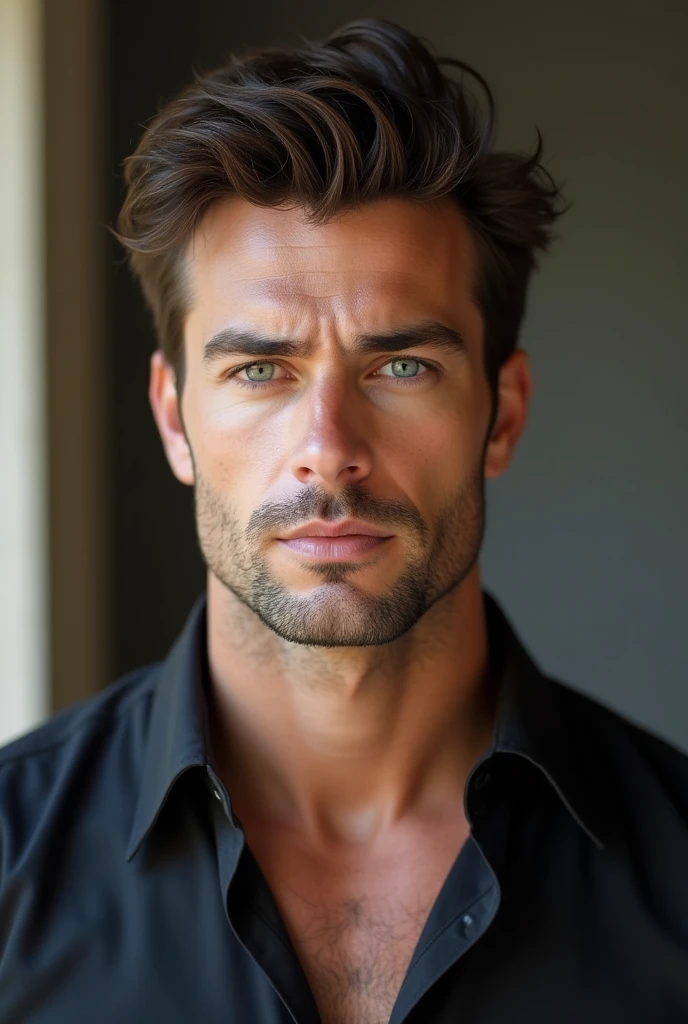 *Generate a highly detailed image of a strikingly handsome man with exceptionally elevated testosterone levels (1.7 million ng/dl), but with below-average muscle mass.*
- **Physical Appearance:**
The man is tall, around 6'3" (190 cm), with a lean, slender frame. His muscle mass is below average, giving him a streamlined, wiry build with minimal bulk. Despite this, his physical presence is notable due to his elevated testosterone levels, which contribute to his defined bone structure and overall aura of strength. His skin is smooth, fair, and has a healthy glow that adds to his refined appearance.
- **Facial Features:**
His face is characterized by strong, angular features. He has a prominent, square jawline and high cheekbones, giving him a chiseled, almost regal appearance. His eyes are intense and deep-set, with a piercing blue color that commands attention. They are framed by well-defined eyebrows that enhance his serious, focused expression. His nose is straight and refined, and his lips are full but firm, often set in a subtle, confident smile.
- **Hair:**
His hair is dark brown and slightly tousled, styled in a way that adds natural volume and texture. It is cut with a modern edge—short on the sides and slightly longer on top—giving him a sophisticated yet relaxed look.
- **Posture and Expression:**
The man carries himself with exceptional confidence and poise. His posture is upright and commanding, suggesting both authority and self-assuredness. His expression is calm but intense, reflecting a high level of charisma and a potent presence. He projects a strong, magnetic energy that draws attention, even without a muscular build.
- **Wardrobe:**
He wears a perfectly tailored dark suit that fits his lean frame impeccably. The suit accentuates his tall, slender physique and is complemented by a crisp white shirt. His shoes are polished black leather, enhancing the elegance of his attire. The overall look is sophisticated and refined, wit