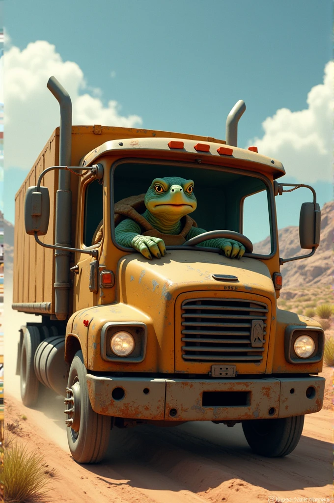 Turtle driving truck