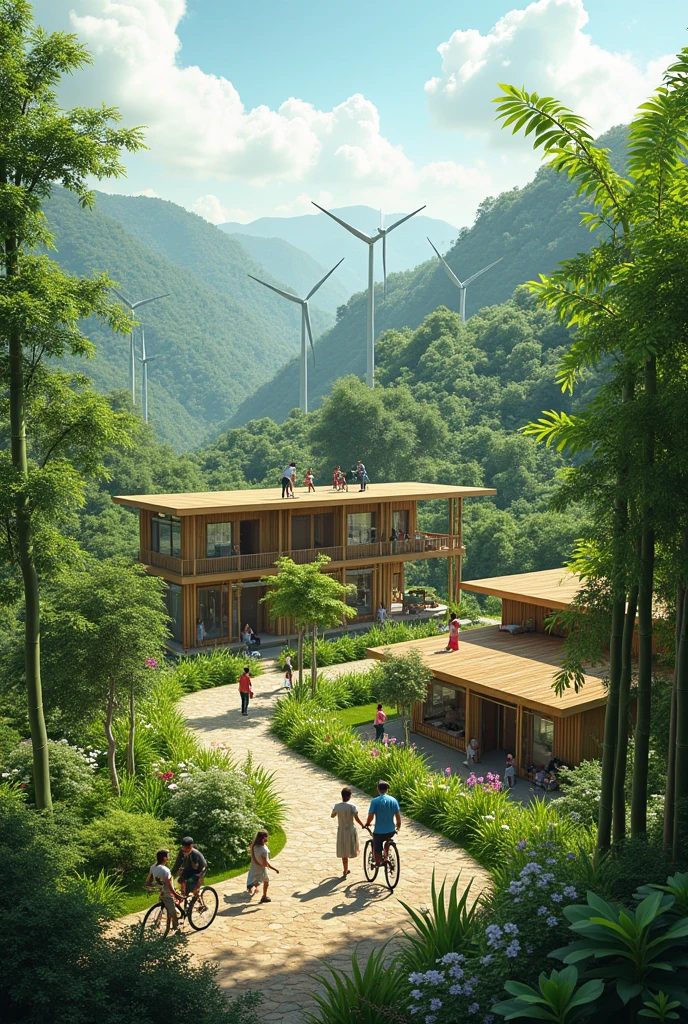 Sustainable and ecological Brazil, pollution-free with bamboo constructions and renewable energy