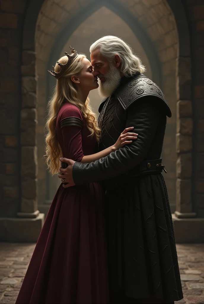 original, intricate detail, illustration, masterpiece, extremely detailed CG unity 8k wallpaper, highlight, sharpening, dynamic, bokeh, blonde hair girl, kissing old man, bdsm, leather, whips, tied up nude, passion