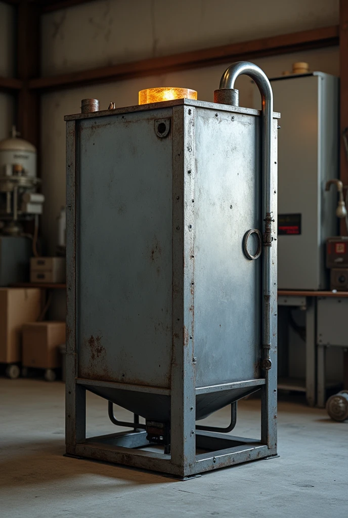 Fabricated square hollow tank with the size of 1:1:1 which is heated by LPG stove