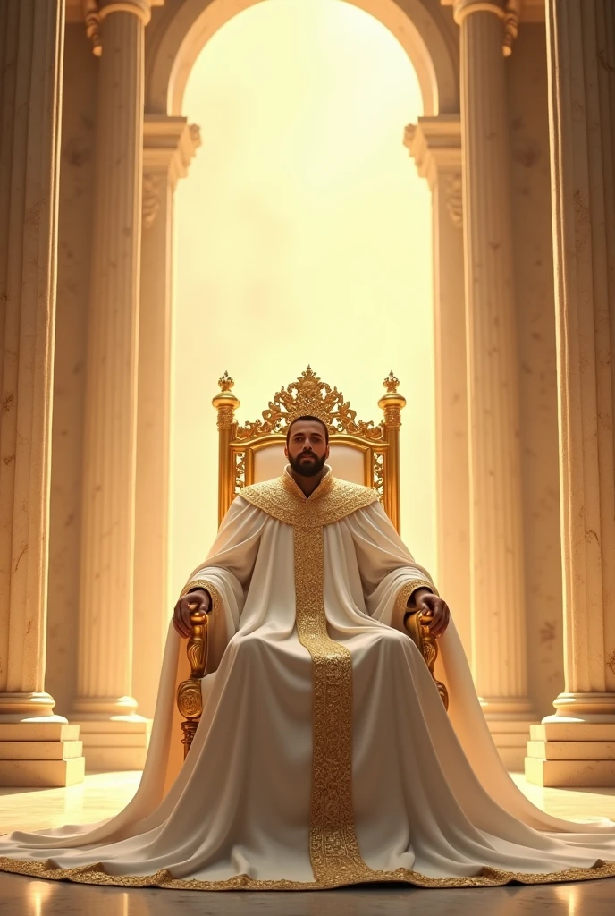 a man sitting on the throne and I saw an appearance like that of shining bronze,
 like the appearance of fire within her round about, from the appearance of their loins up; and from their loins down, I saw that it looked like fire, and it had radiance around it. 28Like the rainbow that is in the clouds on the day of rain, this was the appearance of the glow around.