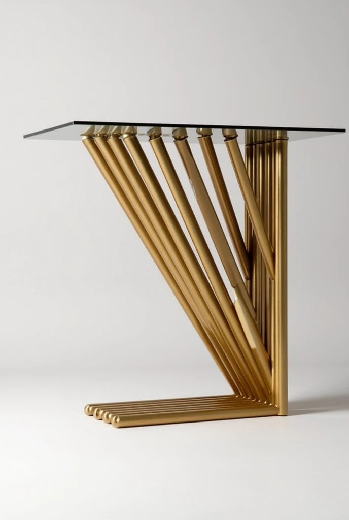 Inspired by modern geometric designs, these contemporary gold table legs are made from a set of stainless steel metal tubes with a luxurious gold finish.. The tubes are arranged in an artistic and graduated manner to form a geometric pattern that combines strength and elegance at the same time.