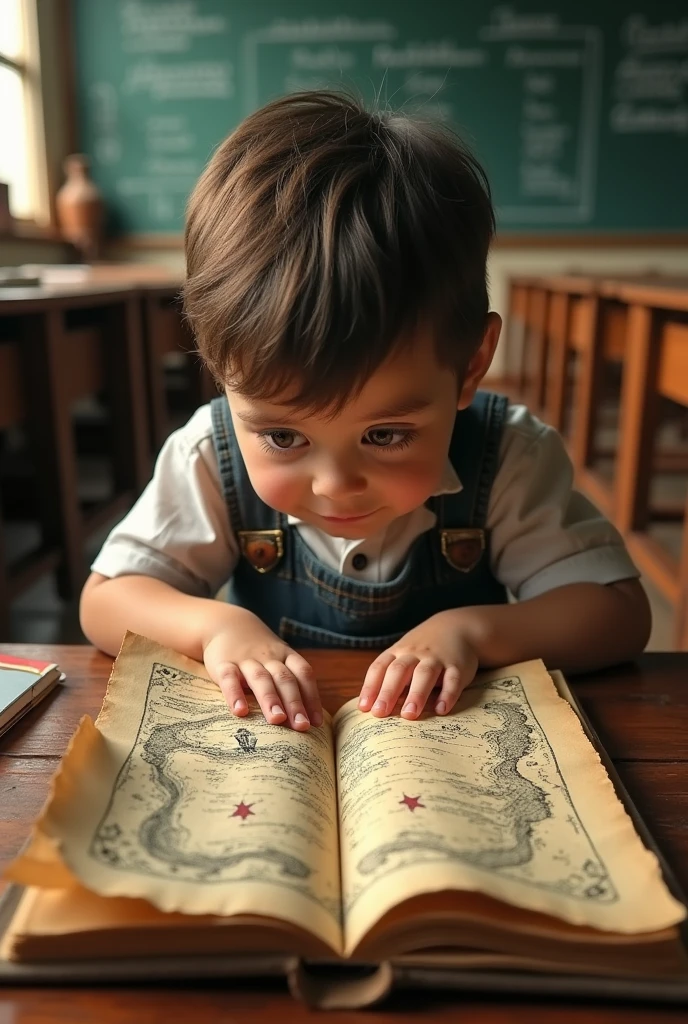 A 1 student finds a treasure map in an old book in a classroom