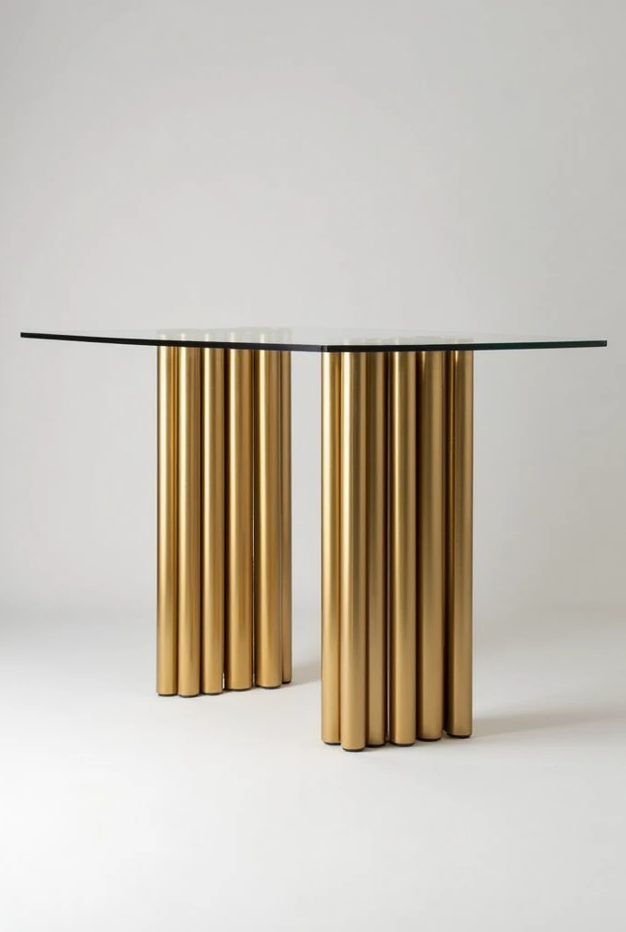 Inspired by modern geometric designs, these contemporary gold table legs are made from a set of stainless steel metal tubes with a luxurious gold finish.. The tubes are arranged in an artistic and graduated manner to form a geometric pattern that combines strength and elegance at the same time.