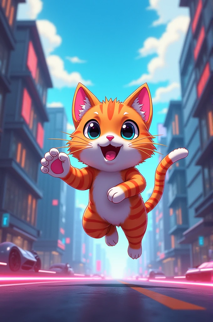 90s anime cat running