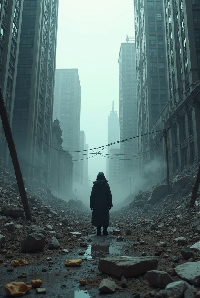 Destroyed city, Realism, cinematic lighting, first-person view, Wide-Angle, UHD, super detail, high quality