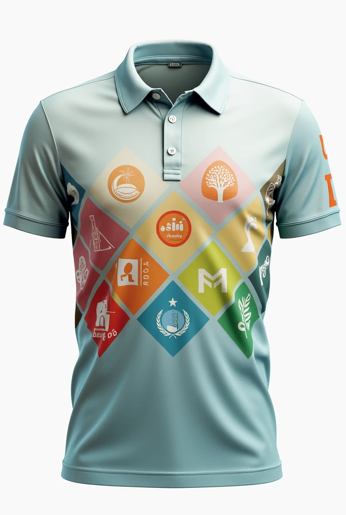 Design a polo shirt with the colors that represent the sustainable development goals 