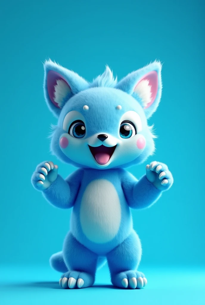 Light blue mascot for interclass blue background mascot being animal of animal nature not being cute and looking real not 2D