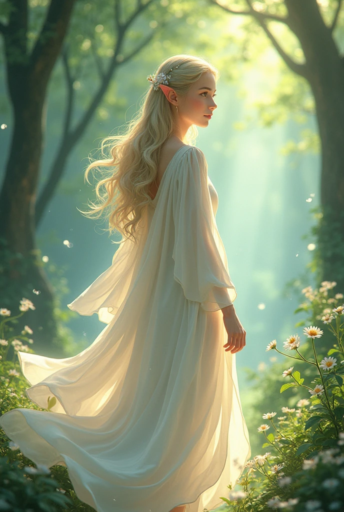 a young elf in white anime-style robes
