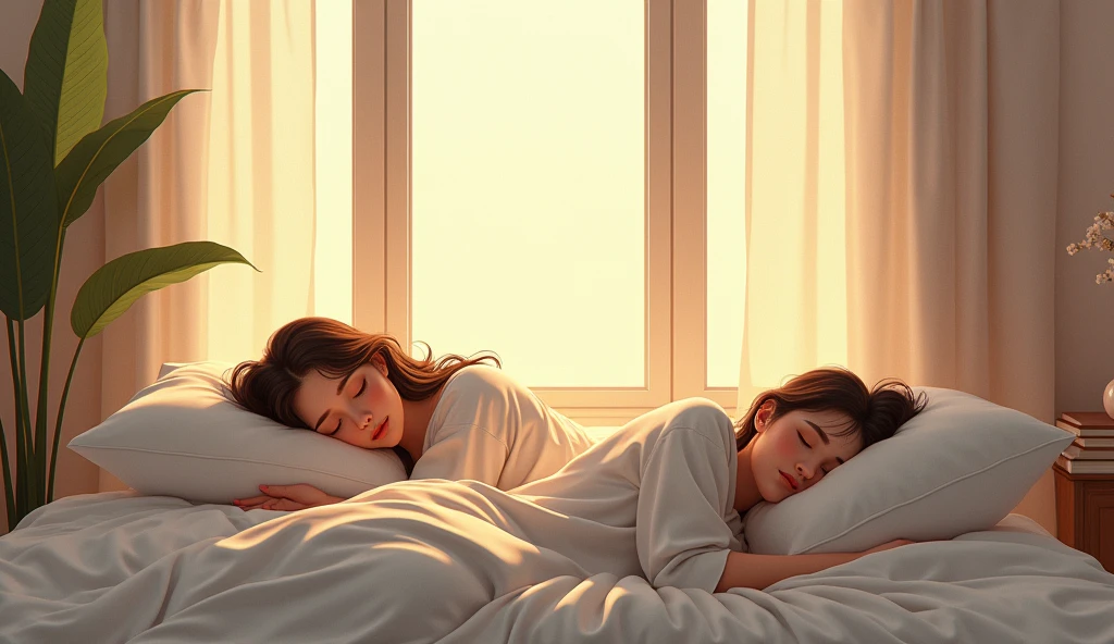 Women sleeping, big window