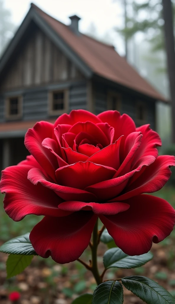 It sounds like you’re describing something specific, but it’s a bit unclear. Are you referring to a particular image, artwork, or concept? Any additional details would help clarify what you mean by "Big red rose petals wooden house gira hua."High Resolution,
