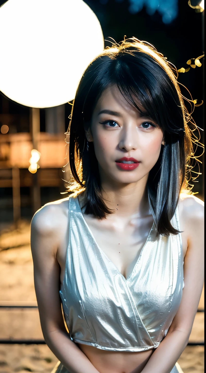 Beautiful and sexy naked 20 year old girl, (((Nipples are visible, Cameltoe and pubic hair))), ((Long black hair:1.6)), Jewelry made of precious stones and beautiful hair, Aristocratic, Noble style of a very beautiful girl, Her little face is so cute, Her face is very pretty, Thin eyebrows, 完璧なBeautiful Face, ((Dark Eyes: 0.8)), Very beautiful eyes, ((Silver Eyes: 1.6)), (((Big round eyes:1.6))), Nice makeup and hairstyle、Thin lashes, Steamy eye makeup, High nose, Earrings, Red lips, ((Mouth closed: 1.5)) Beautiful Lips, Thin hands, Most beautiful thighs, ((Spread your arms out to the sides: 1.5)), Rosy Face, Beautiful Face, 完璧なBeautiful Face, Smooth white skin, (Big Breasts: 1.5)), ((High chest circumference: 1.6)), My chest is tight, Beautiful breastsの谷間, (((Big Breasts and super round: 1.8))), ((super My chest is tight: 1.7)) , Beautiful breasts, Perfect body, Put your arms behind your back, Proudly, ((Sit with your chest out and your arms folded behind your back.: 1.6)), ((Spread your legs:1.2)), Don't be shy, 8K Photo, super high quality, Ultra-realistic, Super 10x Pixels, Optics, Bright studio, Bright Edges, dual-tone Lighting, (Skin with attention to detail:1.2), Super 8k, soft Lighting, high quality, volumetric Lighting, Realistic, Realistic high resolution, Lighting, Best Photos, 4K, 8K quality, Blur effect, Smooth Sharp, 10 x pixels, ((Beach and fireflies background at night:1.5)), Ultra-realisticなグラフィック, The most realistic graphics, 1 girl, alone, Extremely clear images, Surreal, (((Frontal portrait: 1.5)))."