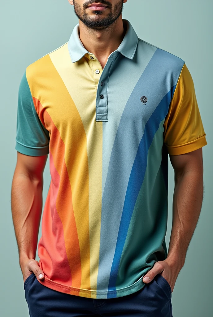 Design a polo shirt with the representative colors of the sustainable development goals