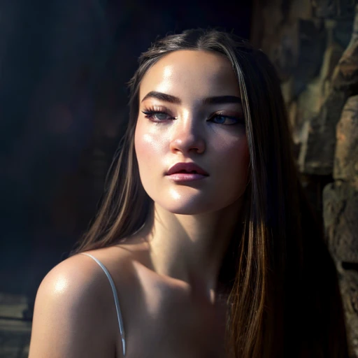 beautiful girl with rose dress, ultra detailed portrait, cinematic lighting, highly detailed, 1girl, extremely detailed face, chiaroscuro lighting, photorealistic, masterpiece, high resolution, (realism:1.4), detailed skin texture, delicate facial features, flowery dress, graceful pose, cinematic composition, striking color palette, dramatic lighting