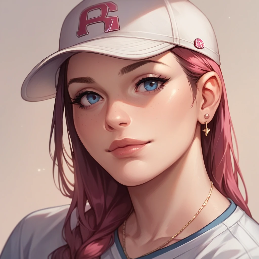 Flat colors,close-up, portrait, girl baseball