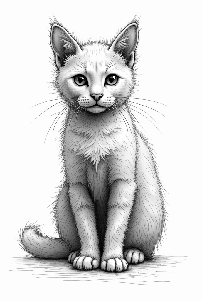 A cat that is made with pen strokes that is a realistic cat