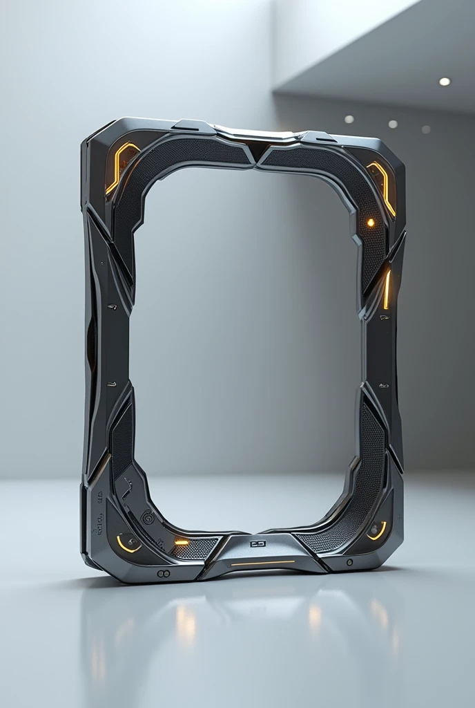 Create a decorative frame inspired by the handle of a futuristic katana.
