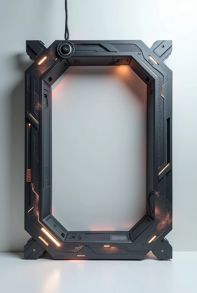 Create a decorative frame inspired by the handle of a futuristic katana.