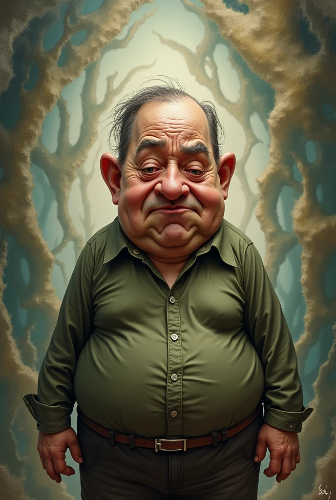 Fat, half-bald character with droopy eyes