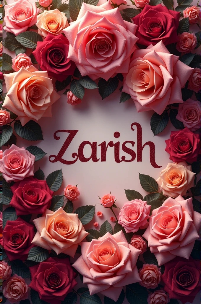Zarish name display picture full of roses