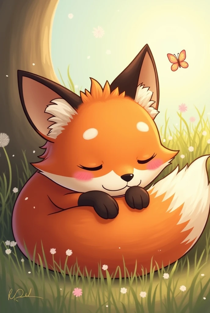 Animated image of a fox with both eyes closed