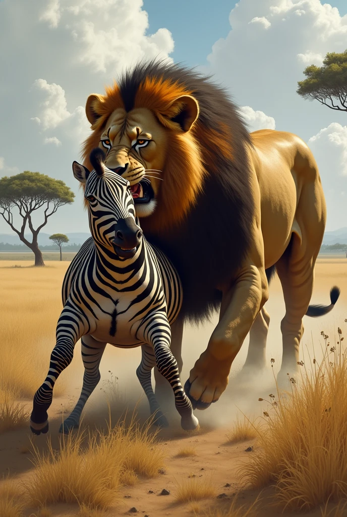 The lion killed the zebra