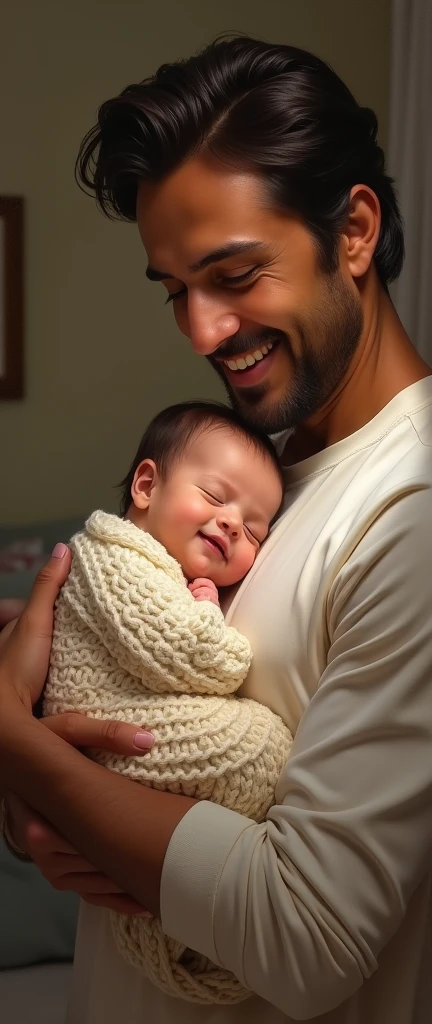 A father with a baby