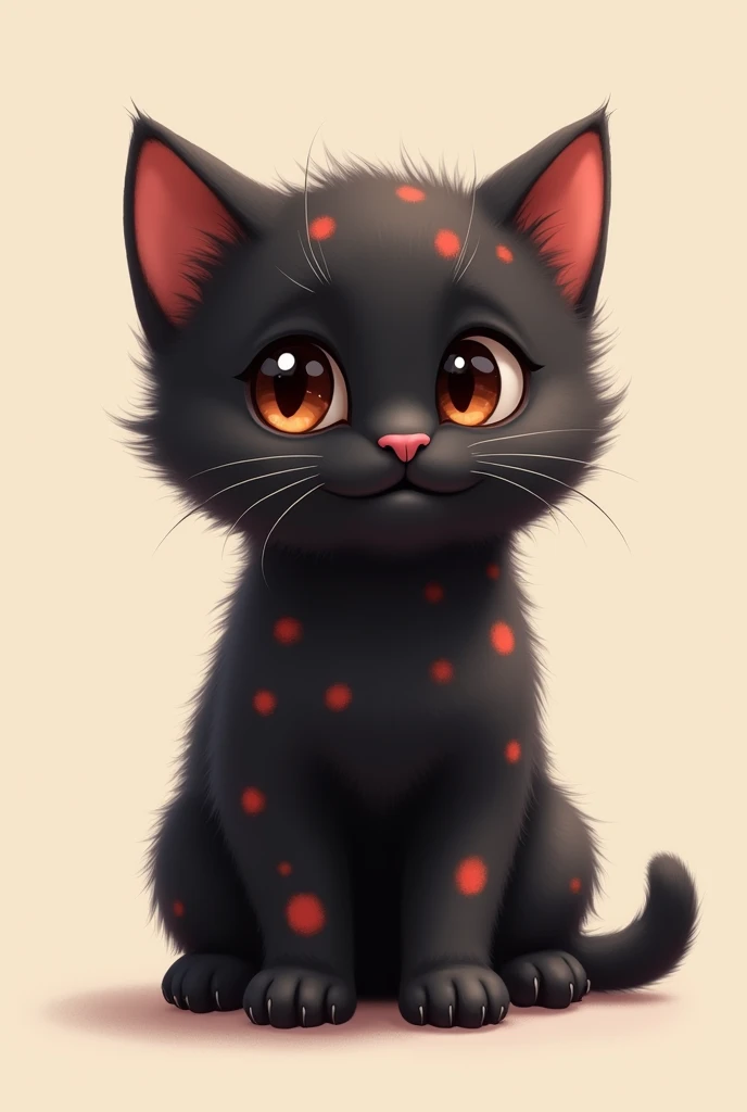 Make an image of a black kitten with light red spots on its body