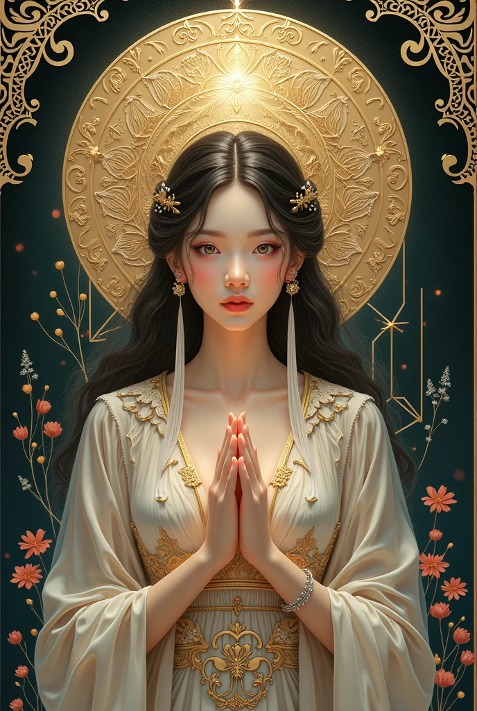Fortune telling Japanese goddess Strong goddess Upper body background is God々The Shining々New Size 9:16 Vertical