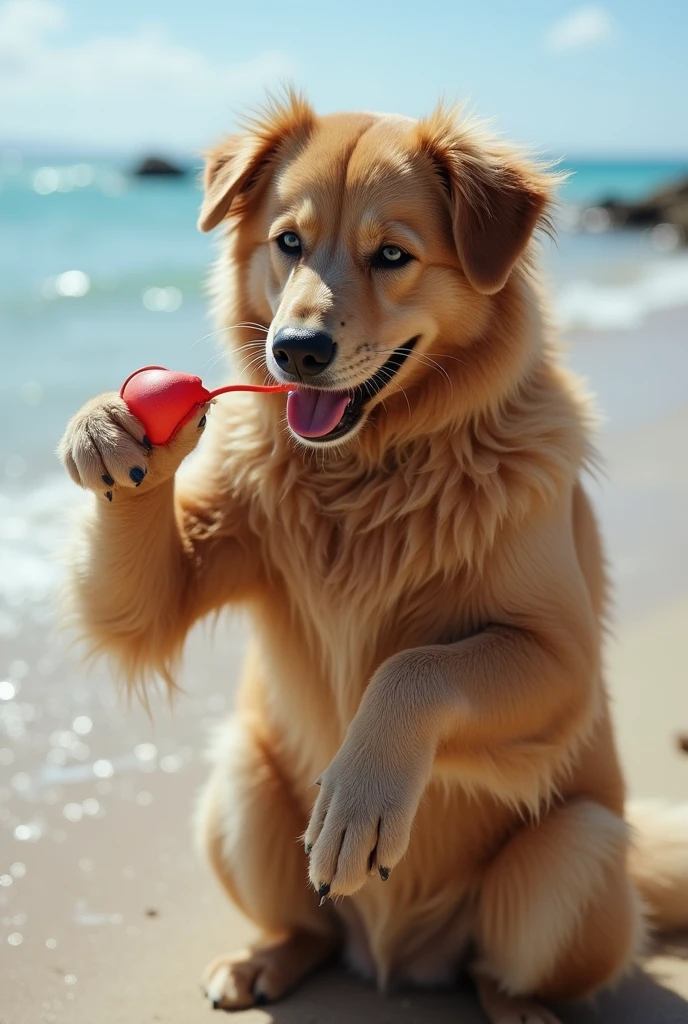 Furry on the beach masturbating his penis