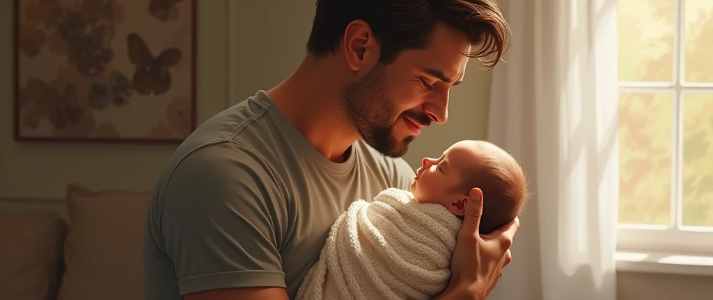 A father with a baby