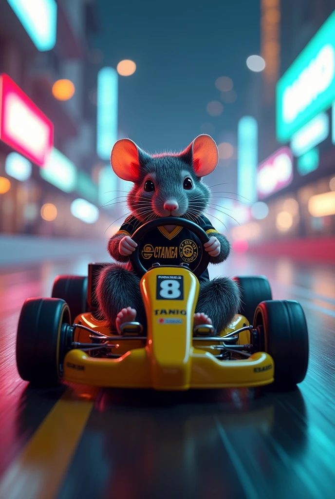 Rat racing in a go-kart wearing Corinthians clothing