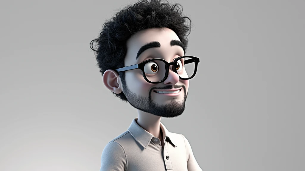 Cartoon character of a middle-aged black man with short hair tied back with black glasses and a black shirt, animation character, stylized character, animation style rendering, 3d stylized, Arnold Maya rendering, Stylized 3D rendering, toon render screenshot, 3d character, 3d character, Stylized 3D rendering, 3D character rendering, cartoon character, Personagem de close up, character posing, (Pixar-style) (master part:1.2) (bokeh) (best qualityer) (detailed black skin) (detailed texture) (8k) (Argilla) (cinematic lighting) (sharp focus