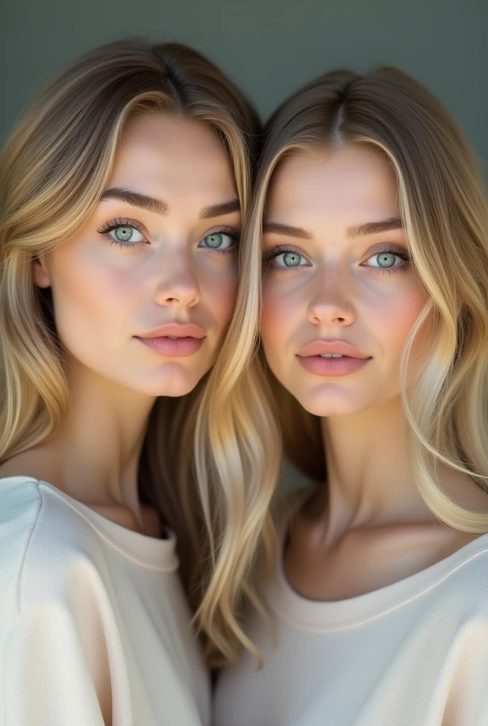 (((best quality))), highy detailed, high resolution. 2 women, hair blonde, clear green eyes, fleshy lips, heavy makeup 1 girl in, 2, Solteiro, across the width, Large and shaped breasts, Watching the scenes, hair blonde, bare shoulders, eyes browns, all-body, contract, off the shoulders, Sweaters, Real, exciting, blue duster, blue bracelets, all-body, incomparable masterpiece, Ultra-realistic 8K CG, appealing position,exciting, appealing, household, appealing Face, How to pretend, pale skin, , prestige, appealing, WELL-BEING, nsfw, using jewelry to cover the body