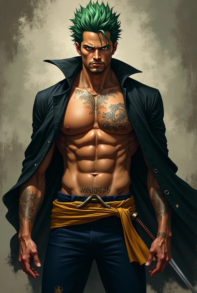 Roronoa Zoro, serious, Shirtless and in a very sexy pose