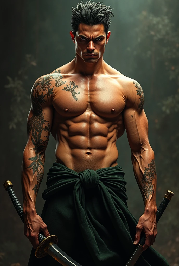 Roronoa Zoro, serious, Shirtless and in a very sexy pose
