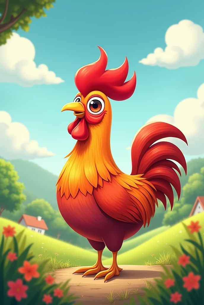 Animated image of a rooster with only one eye