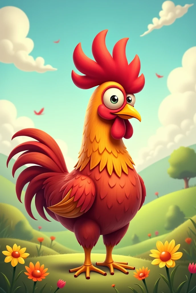 Animated image of a rooster with only one eye