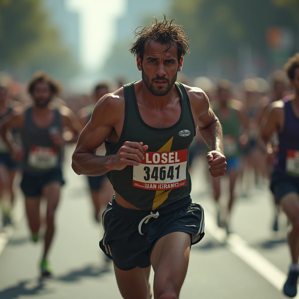 A person running a marathon, their legs heavy and their lungs burning. The person is tempted to give up, but they remember the words of Christ. With renewed strength, the person pushes forward, determined to finish the race.