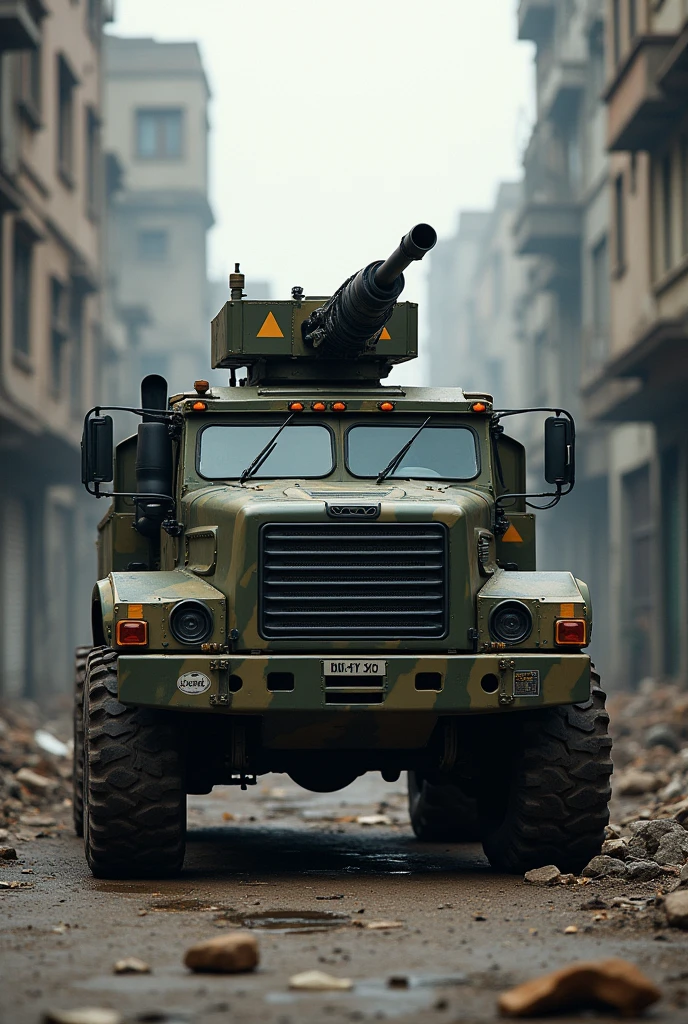 Armored truck with a heavy machine gun