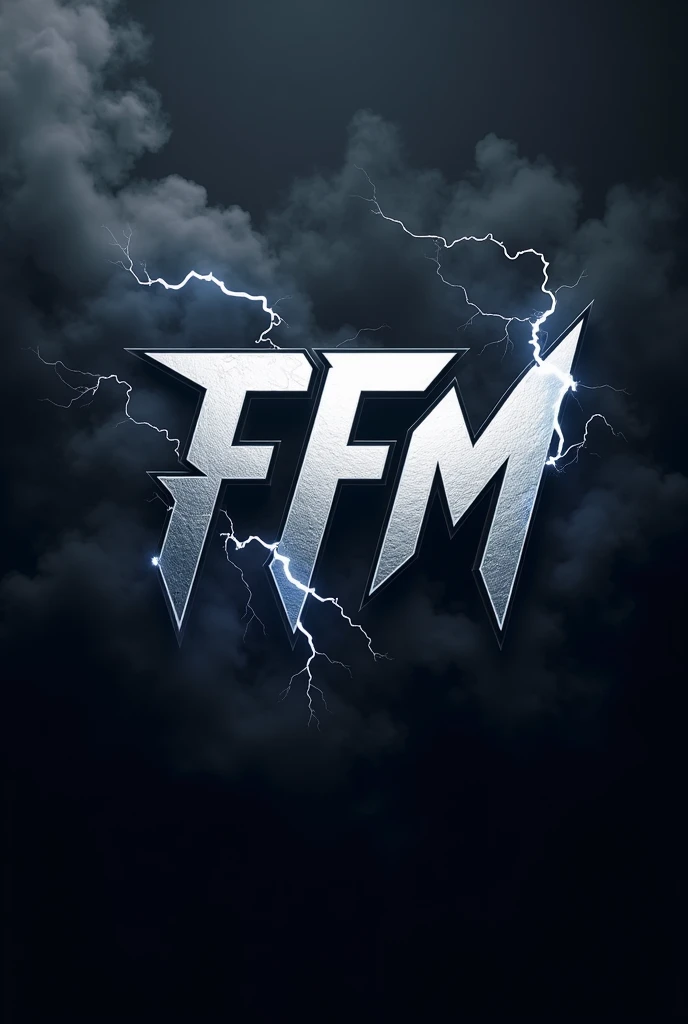 Make an e-sports logo, smoke effects and black lightning effects around the logo, with the logo *ffm*