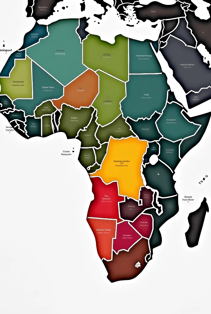 Africa map with ethiopia colorful colors colored only for erhiopian map only colorful for ethiopian map and black and white foe the others