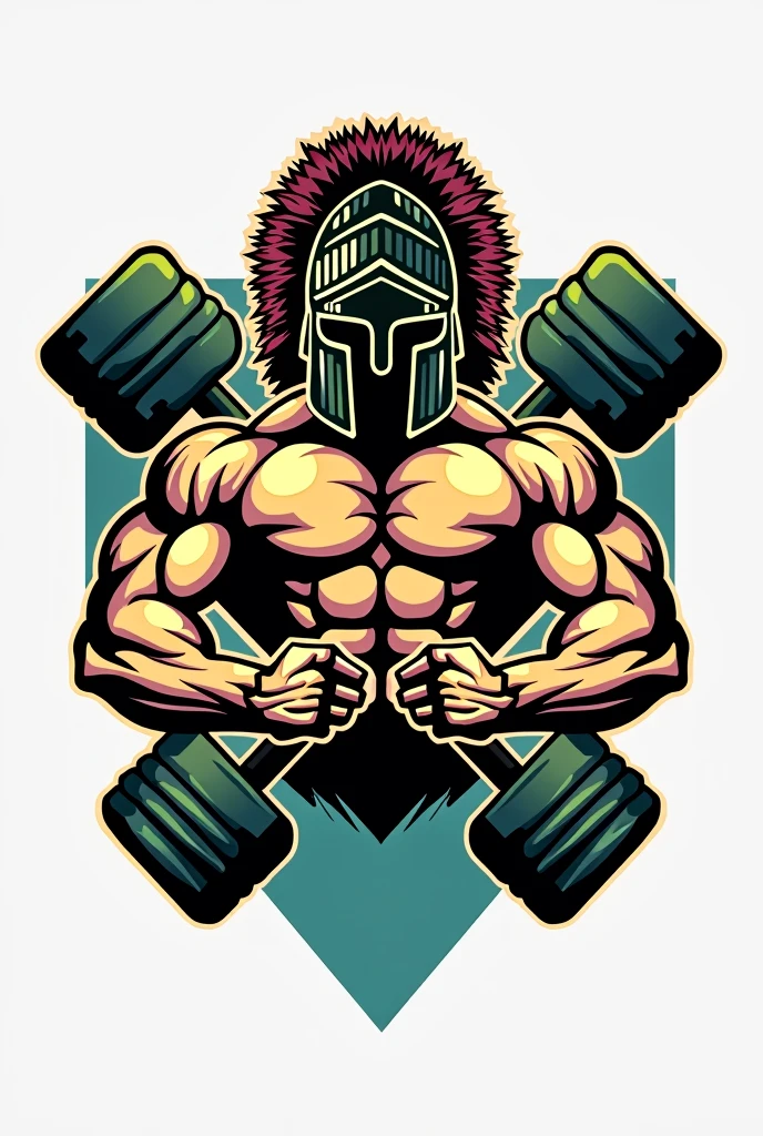 I need to generate a logo for a musical theme created as advertising for a gym which is called GLADIATORS. Its logo is made up of green and black dumbbells, a man and a woman with muscles and a gladiator helmet between them., The musical theme is based on a fitness life and the benefits that the gym provides for that.
