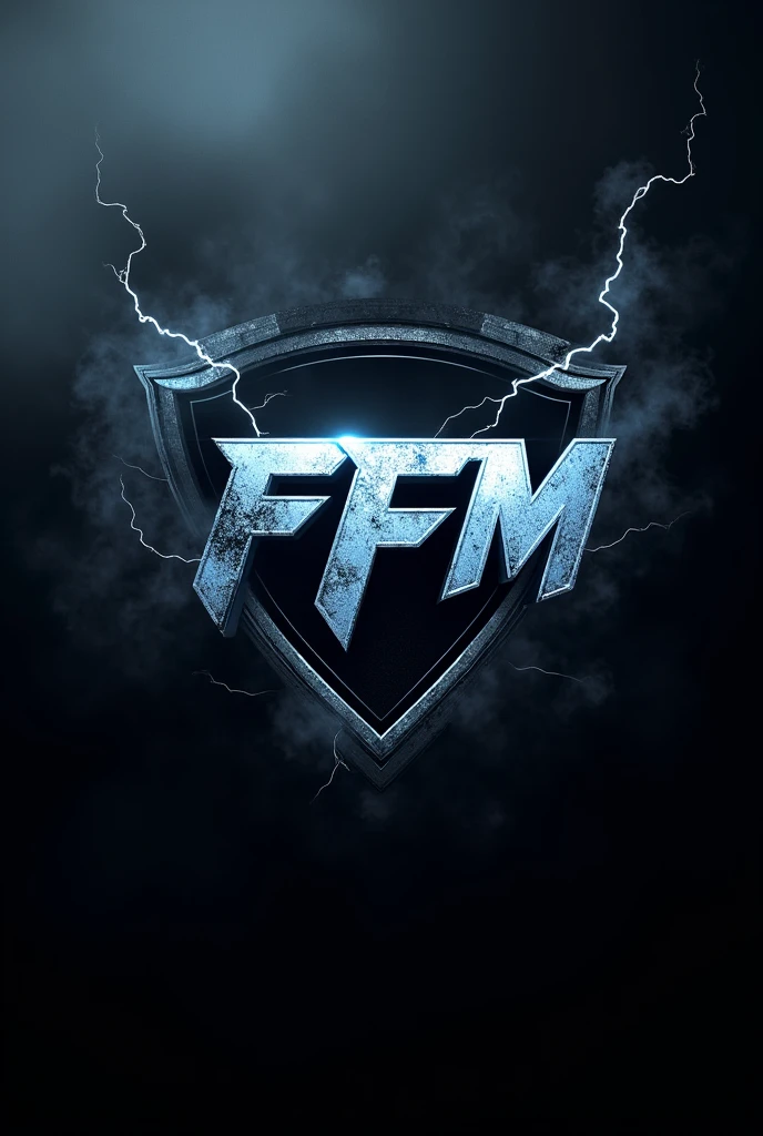 Make an e-sports logo, smoke effects and black lightning effects around the logo, with the logo *ffm*