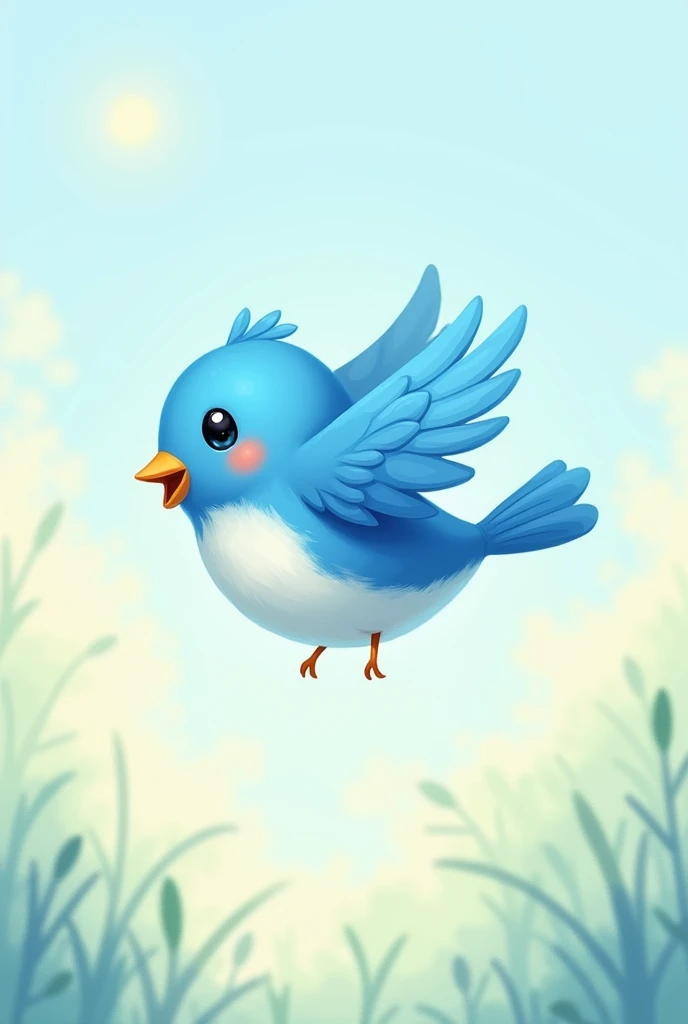 Illustration of a little blue bird flying