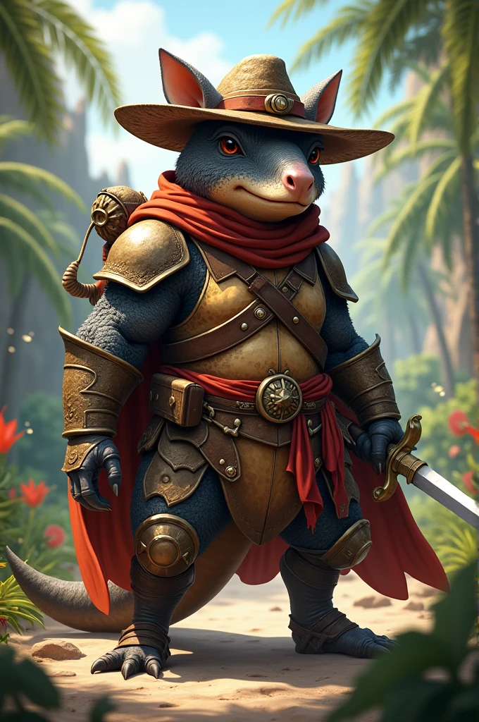Anthropomorphic armadillo rogue swashbuckler